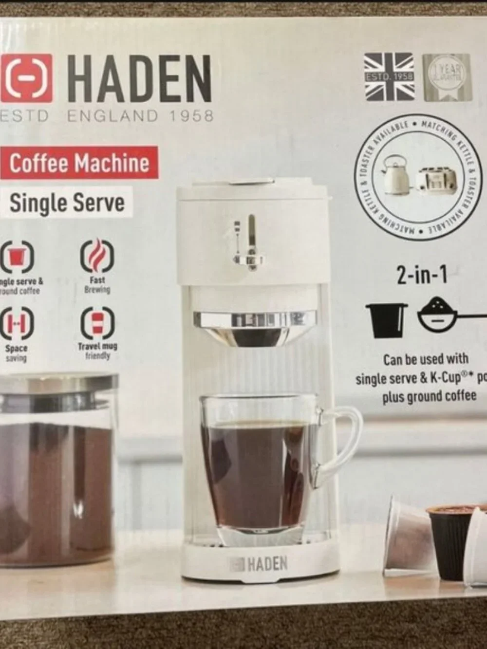 HADEN Single Serve Coffee Machine for Single Serve Pods and Ground Coffee (New) - Picture 8 of 8